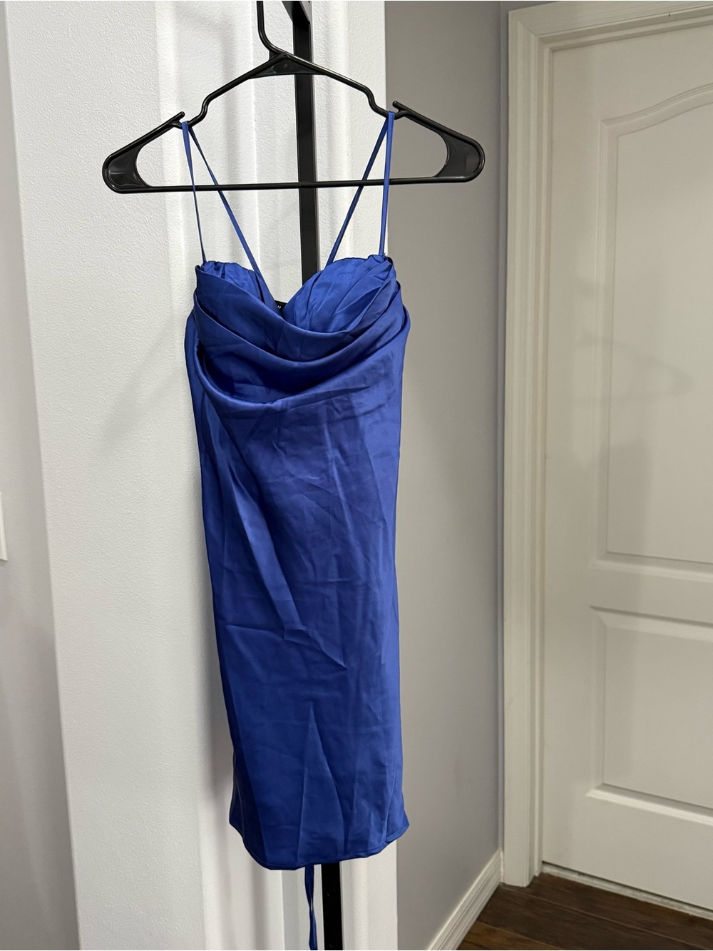 Lulus Luxe Simplicity Satin Lace-Up Mini Dress Blue Basic Sleeveless Size Medium - Picture 2 of 6